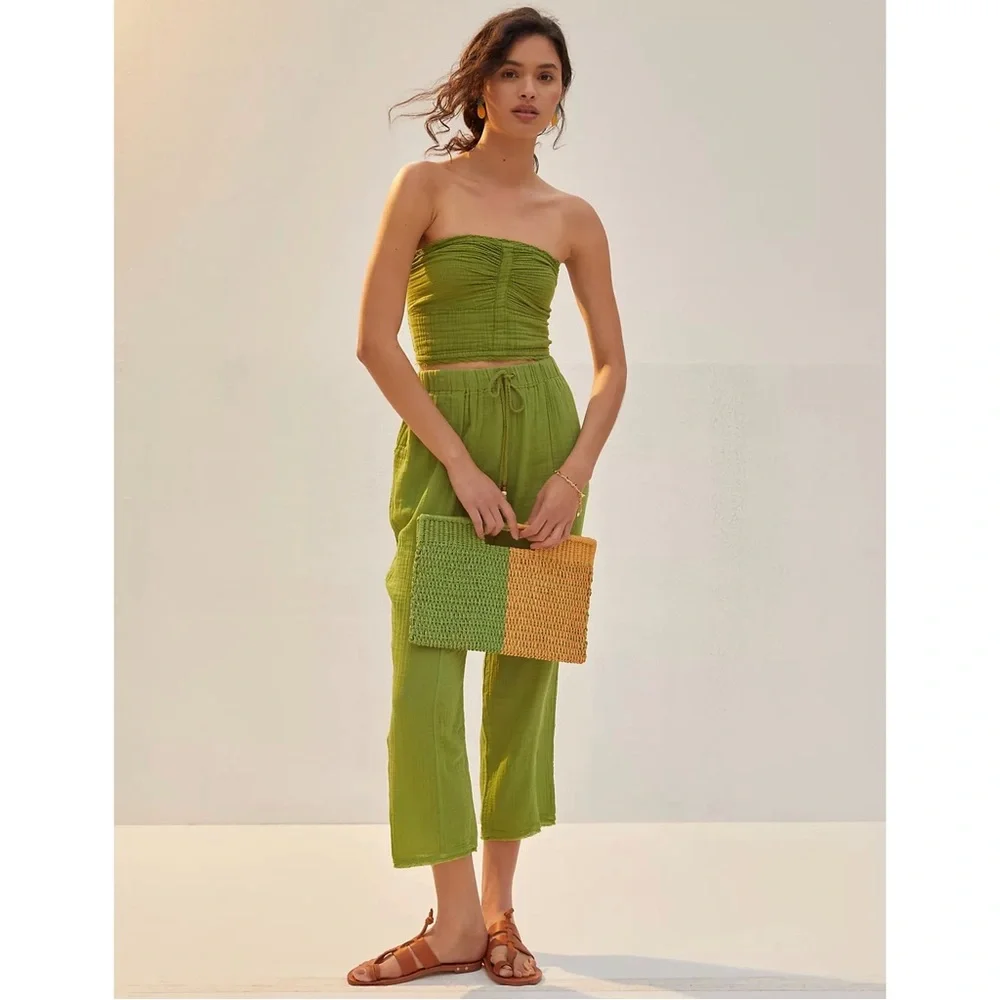 Anthropologie Colorblocked Straw Clutch -Pink- NWT - Picture 4 of 9